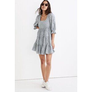 Madewell Blue Eyelet Lizzie Babydoll Dress Sz 0 Puff Sleeve NWT Flowy Cottage